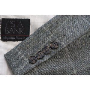 Jos A Bank Signature Collection Tailored Fit Silk Linen Gray Plaid Sport Coat 41
